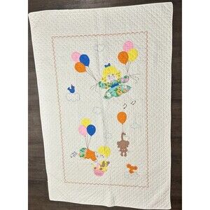 Vintage 60’s-70’s Baby Crib quilt Nursery Tummy Time blanket hand appliqué Gift